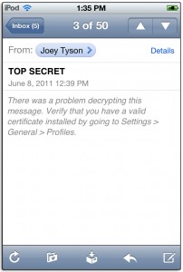 Top Secret email I can't decrypt