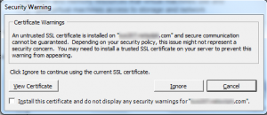 You may need to install a trusted SSL certificate on your server to prevent this warning from appearing.